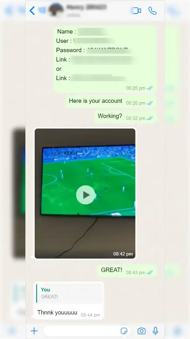 Customer confirming their live football stream works