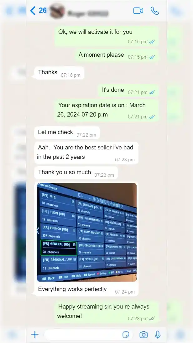 Customer confirming the French-Canadian channel groups load perfectly